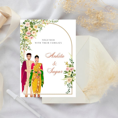 Marathi Wedding Invite Template 2 Page Editable Canva Design Digital Download