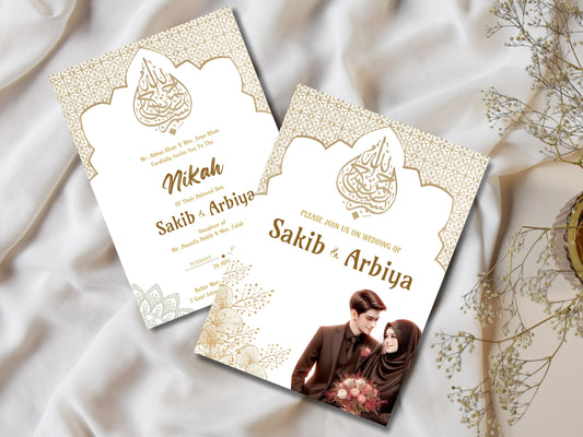 Elegant Wedding Invitation Card for Muslim Ceremony | Editable Digital Templates
